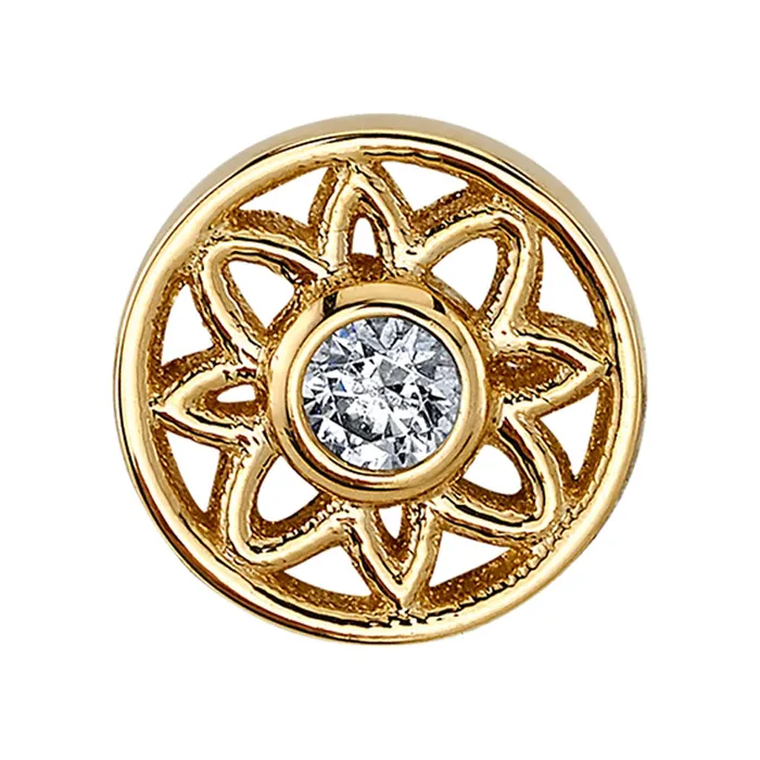 Body Vision BVLA Earrings Paloma Flower Threaded End in Gold with White CZ