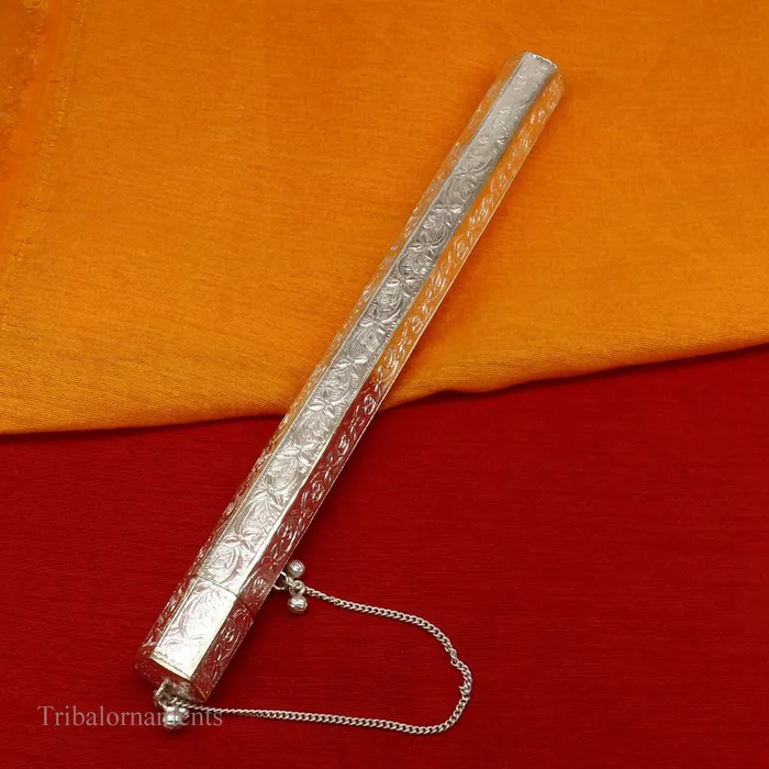 10 Vintage design handmade solid silver incense sticks box holder Agarbatti box trinket box fabulous royal puja temple article su0390 TRIBAL ORNAMENTS Earrings