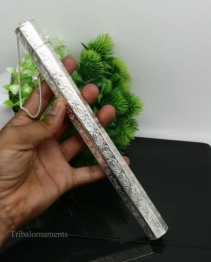 10 Vintage design handmade solid silver incense sticks box holder Agarbatti box trinket box fabulous royal puja temple article su0390 TRIBAL ORNAMENTS Earrings