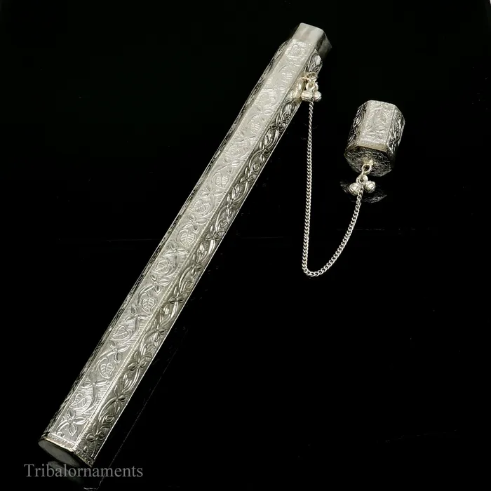 10 Vintage design handmade solid silver incense sticks box holder Agarbatti box trinket box fabulous royal puja temple article su0390 TRIBAL ORNAMENTS Earrings