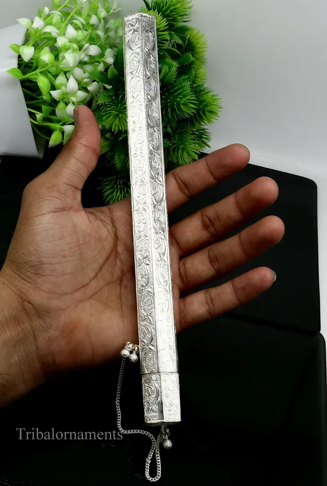 10 Vintage design handmade solid silver incense sticks box holder Agarbatti box trinket box fabulous royal puja temple article su0390 TRIBAL ORNAMENTS Earrings