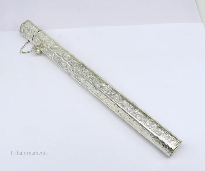10 Vintage design handmade solid silver incense sticks box holder Agarbatti box trinket box fabulous royal puja temple article su0390 TRIBAL ORNAMENTS Earrings