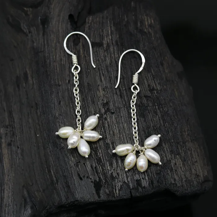 Earrings TRIBAL ORNAMENTS 925 sterling silver customized fancy stylish hoops earring fabulous 4mm fresh water pearl earring amazing bridesmaid pearl earring ear476 Earrings TRIBAL ORNAMENTS 925 sterling silver customized fancy stylish hoops earring fabulous 4mm fresh water pearl earring amazing bridesmaid pearl earring ear476