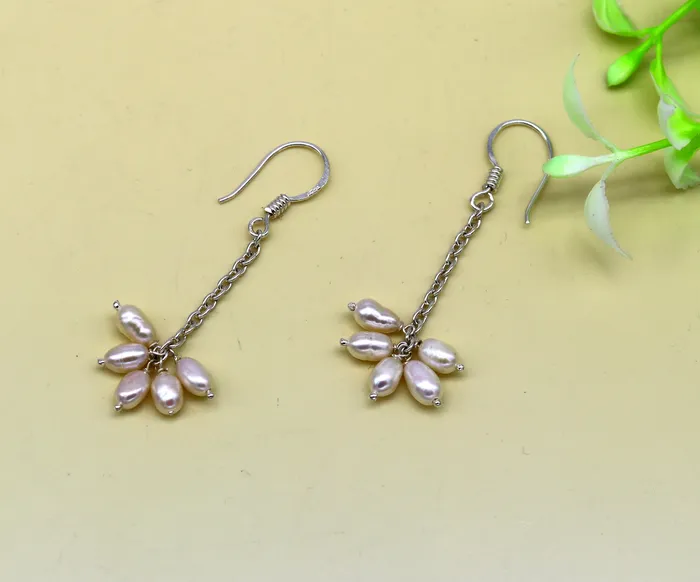 Earrings TRIBAL ORNAMENTS 925 sterling silver customized fancy stylish hoops earring fabulous 4mm fresh water pearl earring amazing bridesmaid pearl earring ear476