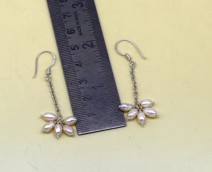 Earrings TRIBAL ORNAMENTS 925 sterling silver customized fancy stylish hoops earring fabulous 4mm fresh water pearl earring amazing bridesmaid pearl earring ear476
