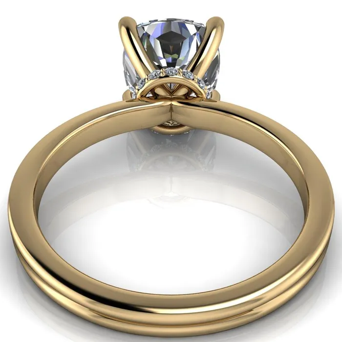 Nori Cushion Center Stone 4 Prong Half Eternity Engagement Ring Fire Brilliance Rings