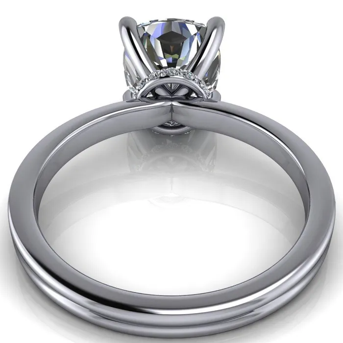 Nori Cushion Center Stone 4 Prong Half Eternity Engagement Ring Fire Brilliance Rings