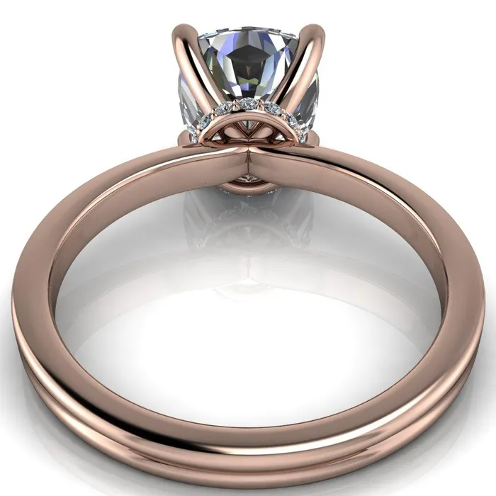 Nori Cushion Center Stone 4 Prong Half Eternity Engagement Ring Fire Brilliance Rings