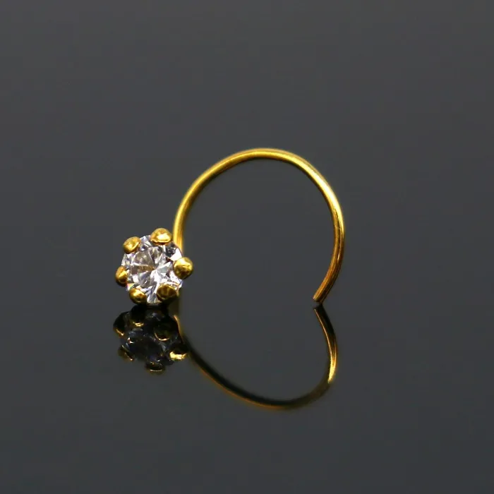 TRIBAL ORNAMENTS Earrings 35mm 18 kt yellow gold fabulous nose pin excellent single cz stone nose pin stunning design gifting gold jewelry for girls womens gnp39 TRIBAL ORNAMENTS Earrings 35mm 18 kt yellow gold fabulous nose pin excellent single cz stone nose pin stunning design gifting gold jewelry for girls womens gnp39