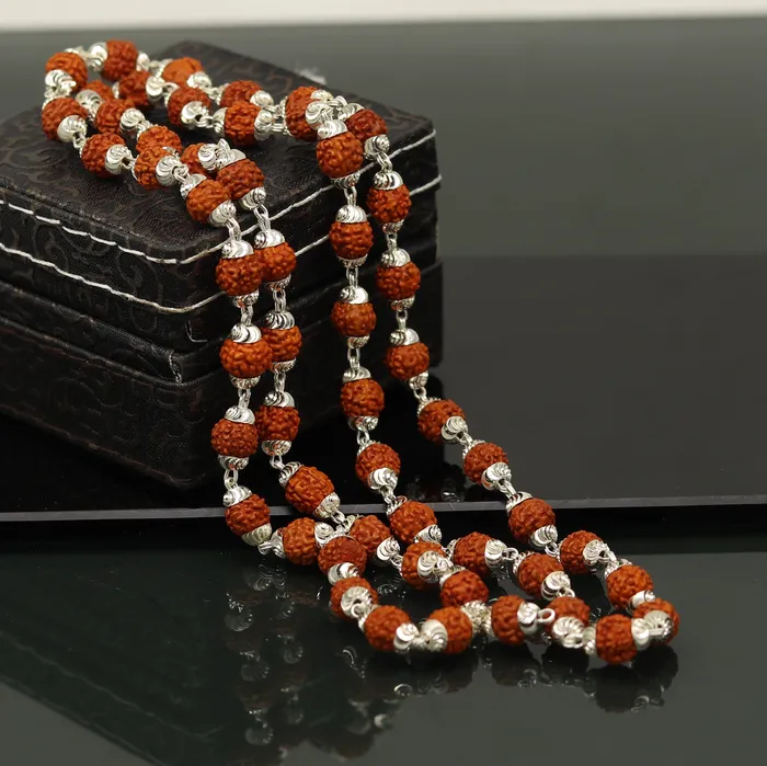 TRIBAL ORNAMENTS Necklaces Handmade Sterling silver gorgeous natural Rudraksh beads 26 long 54 beads japp mala necklace chanting necklace praying mantra ch83 TRIBAL ORNAMENTS Necklaces Handmade Sterling silver gorgeous natural Rudraksh beads 26 long 54 beads japp mala necklace chanting necklace praying mantra ch83