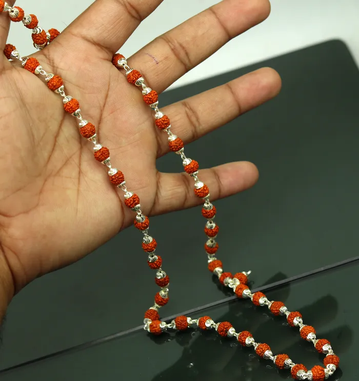 TRIBAL ORNAMENTS Necklaces Handmade Sterling silver gorgeous natural Rudraksh beads 26 long 54 beads japp mala necklace chanting necklace praying mantra ch83 TRIBAL ORNAMENTS Necklaces Handmade Sterling silver gorgeous natural Rudraksh beads 26 long 54 beads japp mala necklace chanting necklace praying mantra ch83
