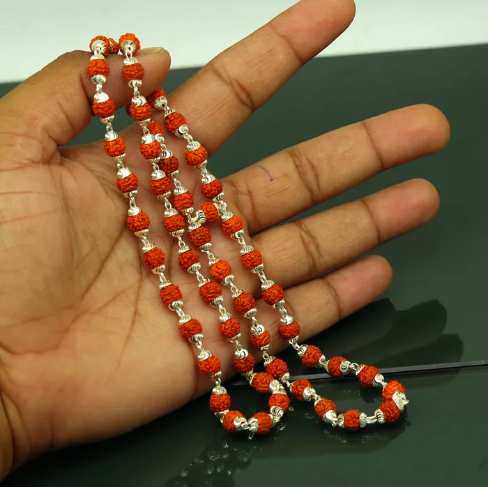 TRIBAL ORNAMENTS Necklaces Handmade Sterling silver gorgeous natural Rudraksh beads 26 long 54 beads japp mala necklace chanting necklace praying mantra ch83 TRIBAL ORNAMENTS Necklaces Handmade Sterling silver gorgeous natural Rudraksh beads 26 long 54 beads japp mala necklace chanting necklace praying mantra ch83