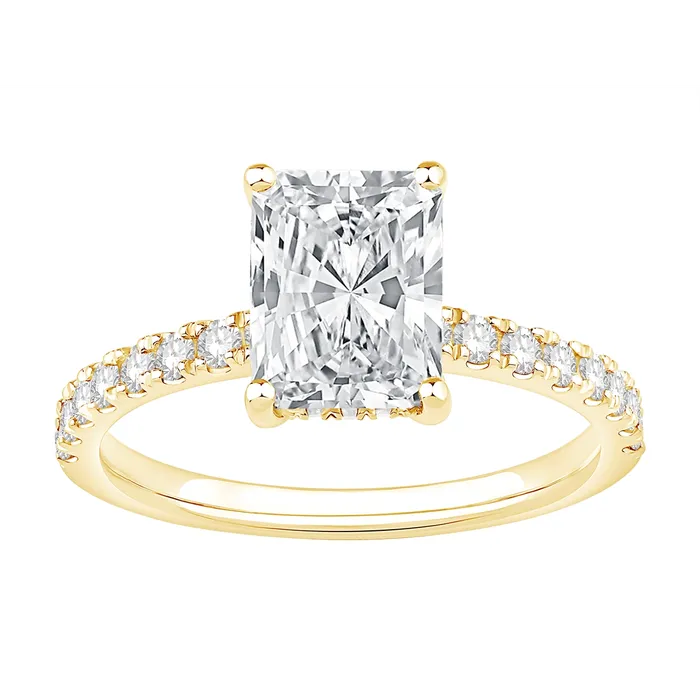 14K Yellow Gold Diamond Semimount Ring with Hidden Diamonds on Head Engagement Collections Rings