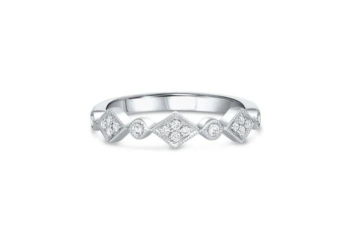 CJ Charles Jewelers 18k White Gold 017ctw Diamond Circle Triangle Circle Band Rings CJ Charles Jewelers 18k White Gold 017ctw Diamond Circle Triangle Circle Band Rings