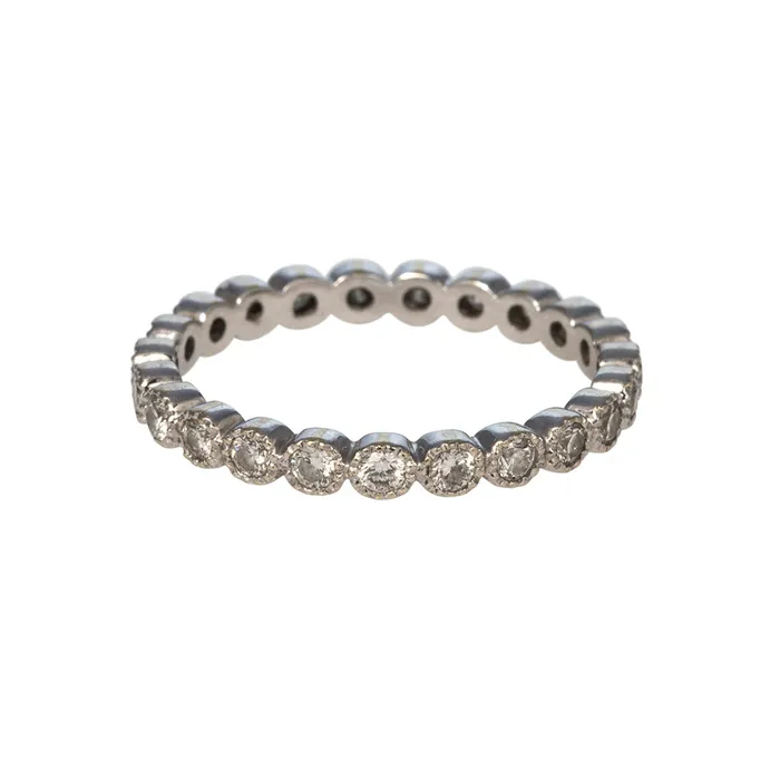 Croghans Rings 50ctw Diamond Bezel Milgrain 14K White Gold Eternity Band