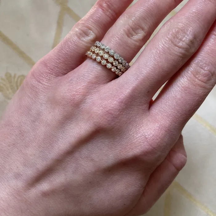 Croghans Rings 50ctw Diamond Bezel Milgrain 14K White Gold Eternity Band