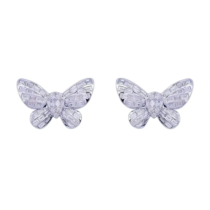 Diamond Source NYC 14kt White Gold Butterfly Stud Earrings 115ct Diamonds ES0217 Earrings Diamond Source NYC 14kt White Gold Butterfly Stud Earrings 115ct Diamonds ES0217 Earrings