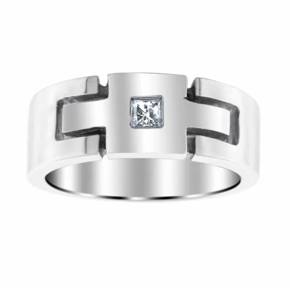 Diamond Source NYC Rings Mens wedding band 14k white gold with 020ct princess diamond B17400 Diamond Source NYC Rings Mens wedding band 14k white gold with 020ct princess diamond B17400
