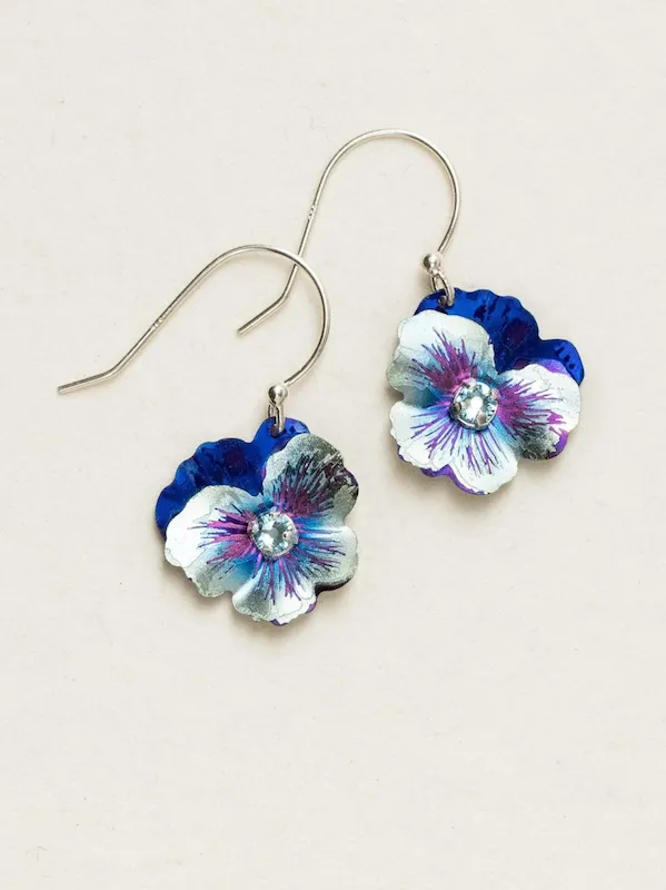 Earrings Holly Yashi Garden Pansy Drop Earrings in Bonnie Blue