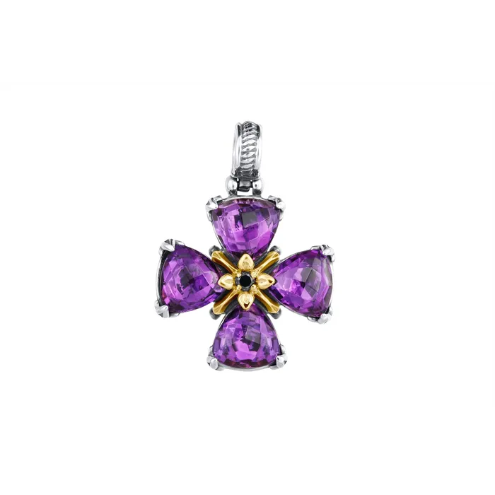 Konstantino Anthos Silver and 18K Gold Purple Spinel Cross Pendant Konstantino PreStyled Sets Konstantino Anthos Silver and 18K Gold Purple Spinel Cross Pendant Konstantino PreStyled Sets