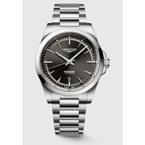 Longines Bracelets Longines Conquest Black Dial Steel Bracelet 41mm