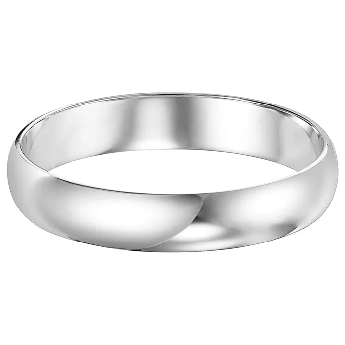 Mens Bands 4mm 14K White Gold LowDome Wedding Band Rings