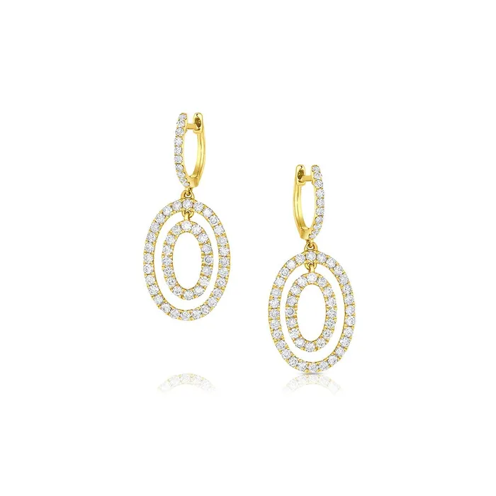 ODELIA 18KT YELLOW GOLD DIAMOND DOUBLE OVAL EARRINGS CJ Charles Jewelers Earrings ODELIA 18KT YELLOW GOLD DIAMOND DOUBLE OVAL EARRINGS CJ Charles Jewelers Earrings