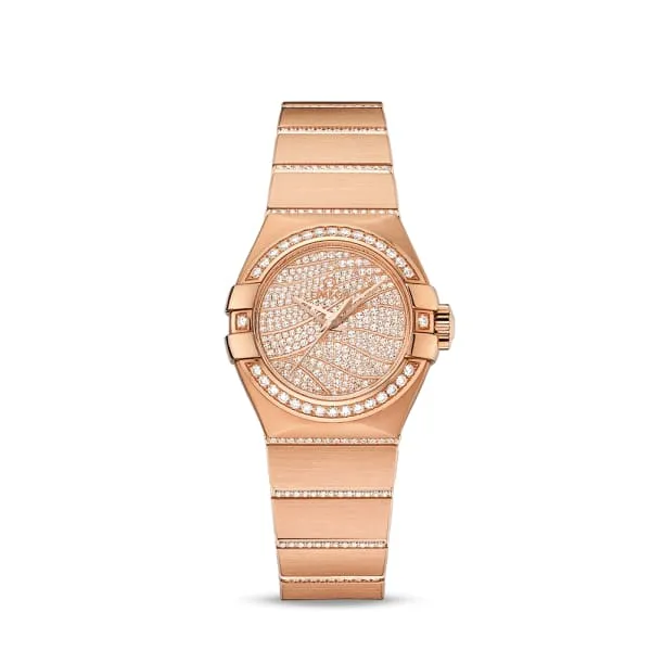 Omega Omega Constellation 27mm Watch Ref 12355272055006 18K Rose Gold Pave Diamond Dial 18K Rose Gold Diamond Bracelet PreStyled Sets Omega Omega Constellation 27mm Watch Ref 12355272055006 18K Rose Gold Pave Diamond Dial 18K Rose Gold Diamond Bracelet PreStyled Sets