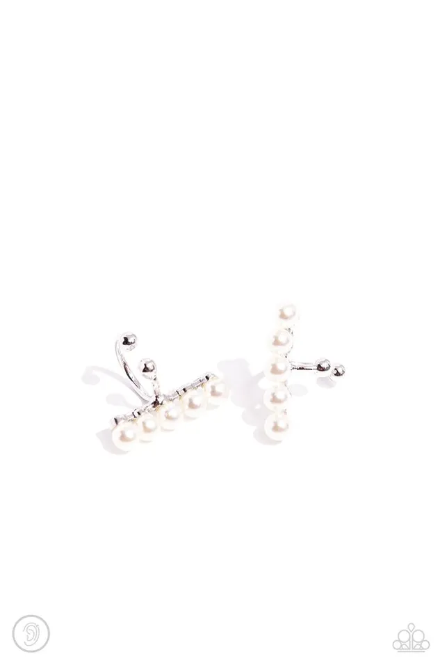 Paparazzi Jewelry Earrings Paparazzi Earring CUFF Love White Paparazzi Jewelry Earrings Paparazzi Earring CUFF Love White