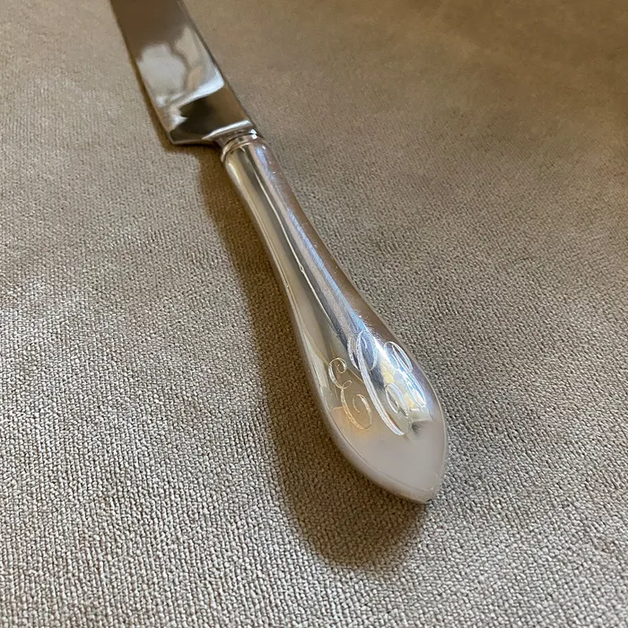 Pointed Antique Sterling Silver Wedding Cake Knife Croghans Rings