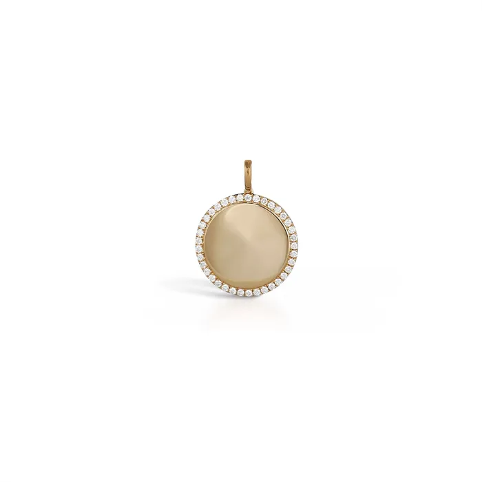 PreStyled Sets Doves 18K Yellow Gold Diamond Disc Pendant Doves