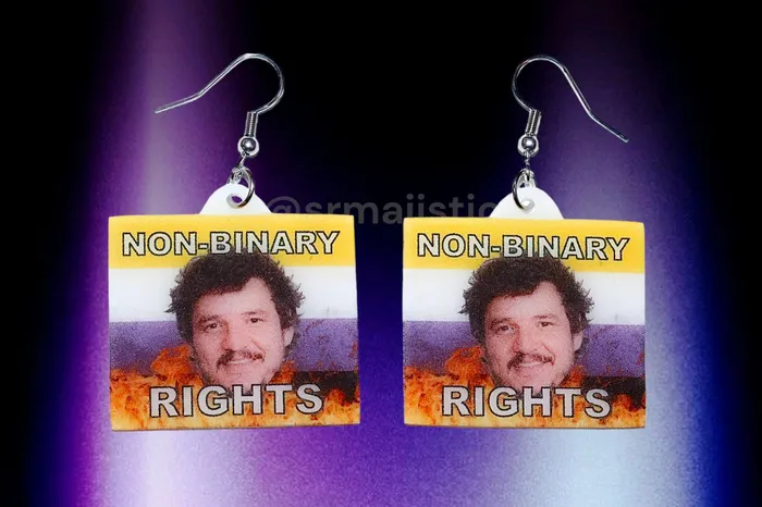 READY TO SHIP Pedro Pascal says Gay Rights Flame Pride Flag Handmade Earrings Sam Makes Things Earrings