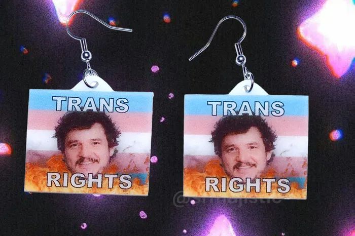 READY TO SHIP Pedro Pascal says Gay Rights Flame Pride Flag Handmade Earrings Sam Makes Things Earrings
