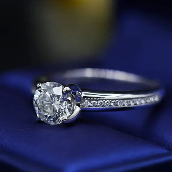 Rings Elegant Engagement Ring with Center Certified 100ct Round Diamond ENG15500 Diamond Source NYC