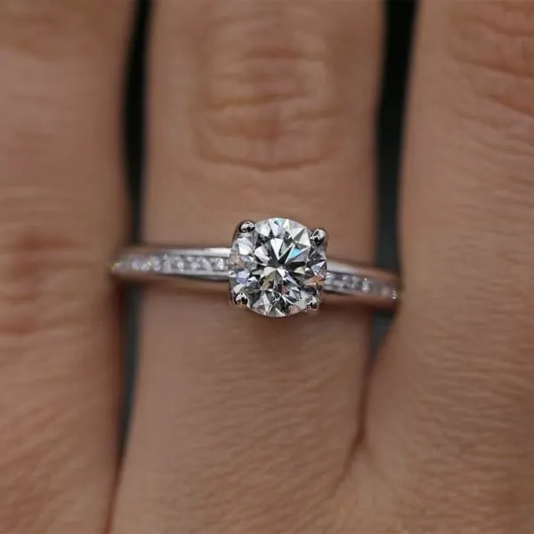 Rings Elegant Engagement Ring with Center Certified 100ct Round Diamond ENG15500 Diamond Source NYC
