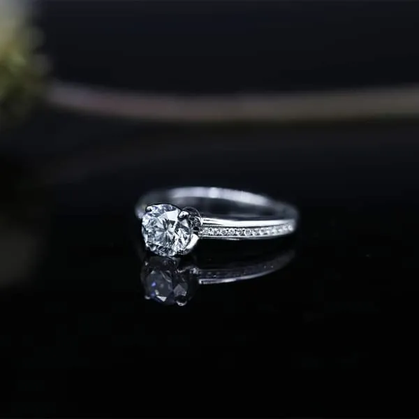 Rings Elegant Engagement Ring with Center Certified 100ct Round Diamond ENG15500 Diamond Source NYC