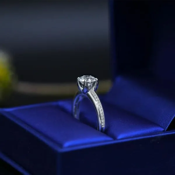 Rings Elegant Engagement Ring with Center Certified 100ct Round Diamond ENG15500 Diamond Source NYC