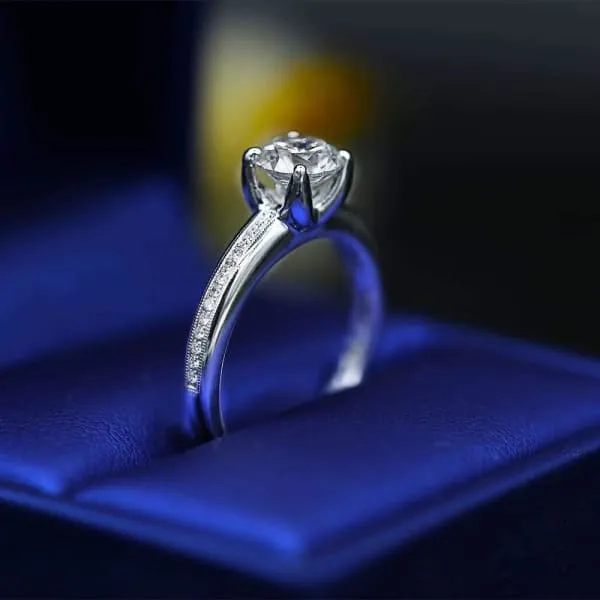 Rings Elegant Engagement Ring with Center Certified 100ct Round Diamond ENG15500 Diamond Source NYC