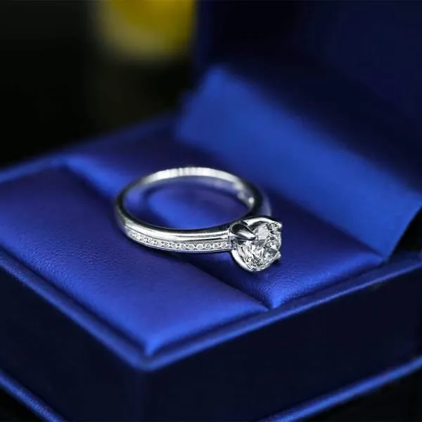 Rings Elegant Engagement Ring with Center Certified 100ct Round Diamond ENG15500 Diamond Source NYC