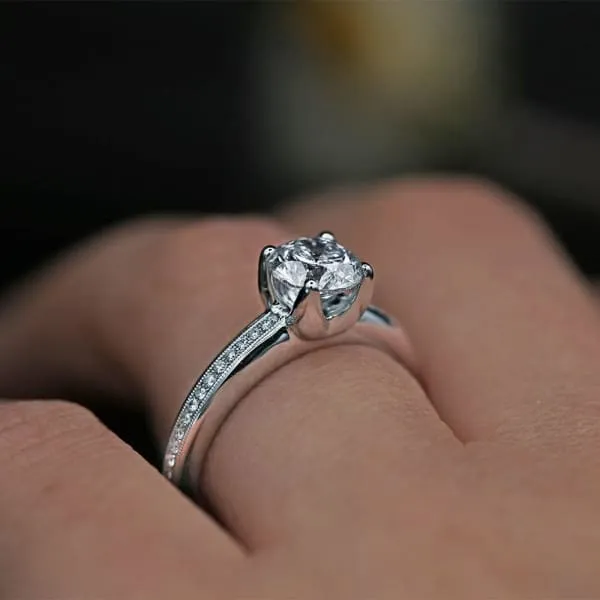 Rings Elegant Engagement Ring with Center Certified 100ct Round Diamond ENG15500 Diamond Source NYC