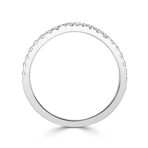 Wedding Bands Rings 14K White Gold Diamond Curved Band