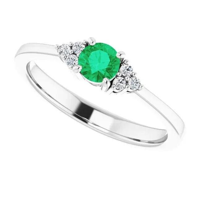 Ring 1 Carat Columbian Green Emerald Natural Earth Mined Diamond Accented Women Jewelry GB Rings Ring 1 Carat Columbian Green Emerald Natural Earth Mined Diamond Accented Women Jewelry GB Rings