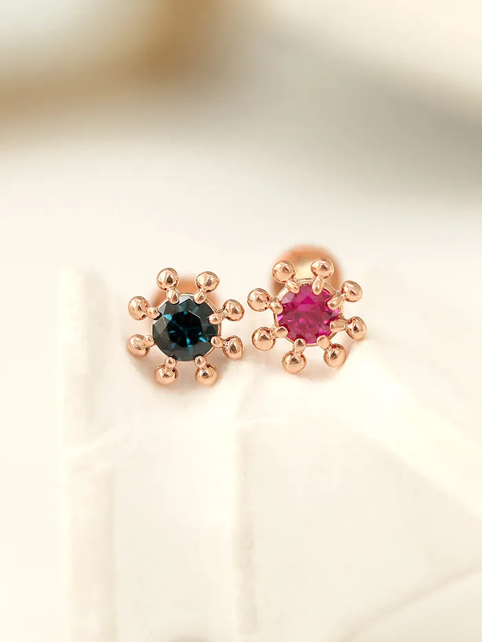 14K Gold Wheel Cubic Labret Piercing 18G16G MinimalBijoux PreStyled Sets