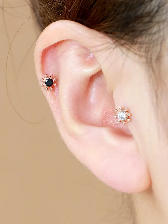 14K Gold Wheel Cubic Labret Piercing 18G16G MinimalBijoux PreStyled Sets