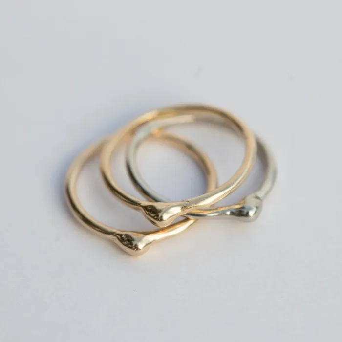 Anueva Jewelry Gold Dewdrop Stacking Rings PreStyled Sets