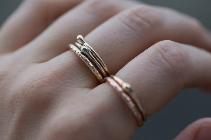 Anueva Jewelry Gold Dewdrop Stacking Rings PreStyled Sets