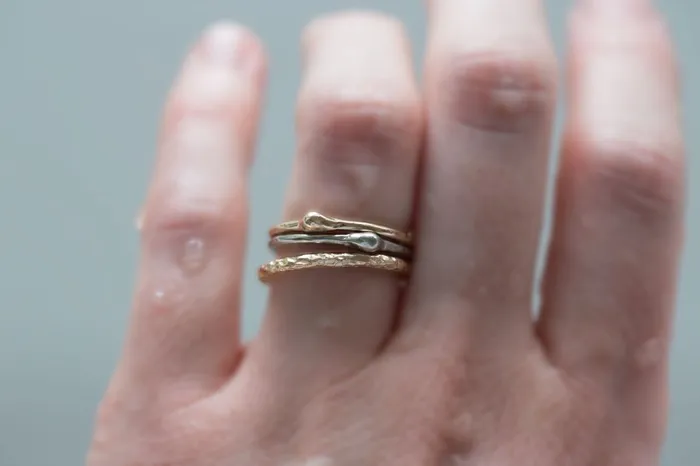 Anueva Jewelry Gold Dewdrop Stacking Rings PreStyled Sets