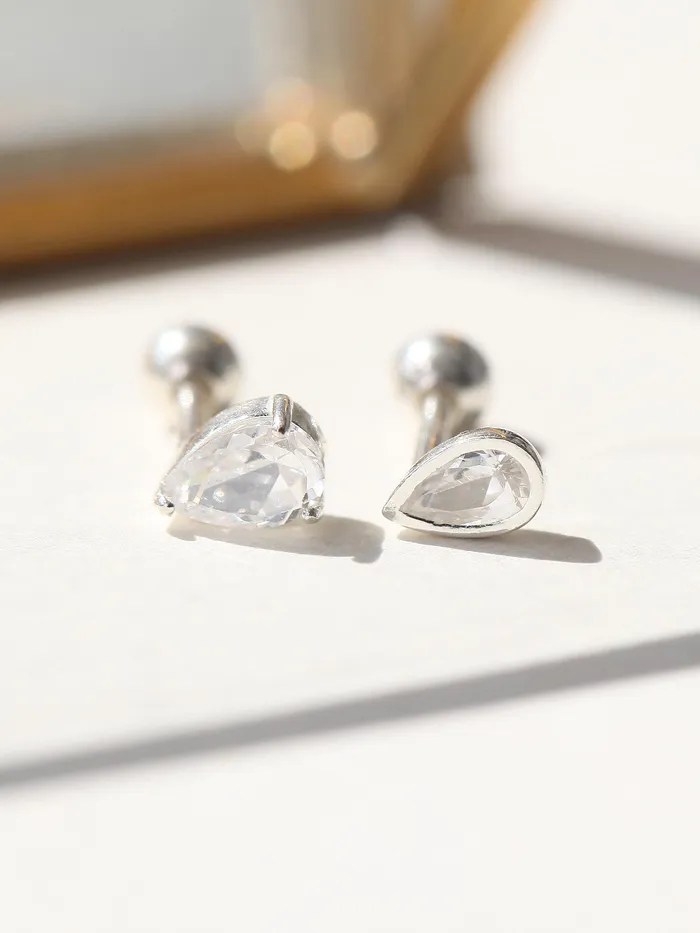 Earrings MinimalBijoux 925 Silver Tear Drop Cubic cartilage earring 16g