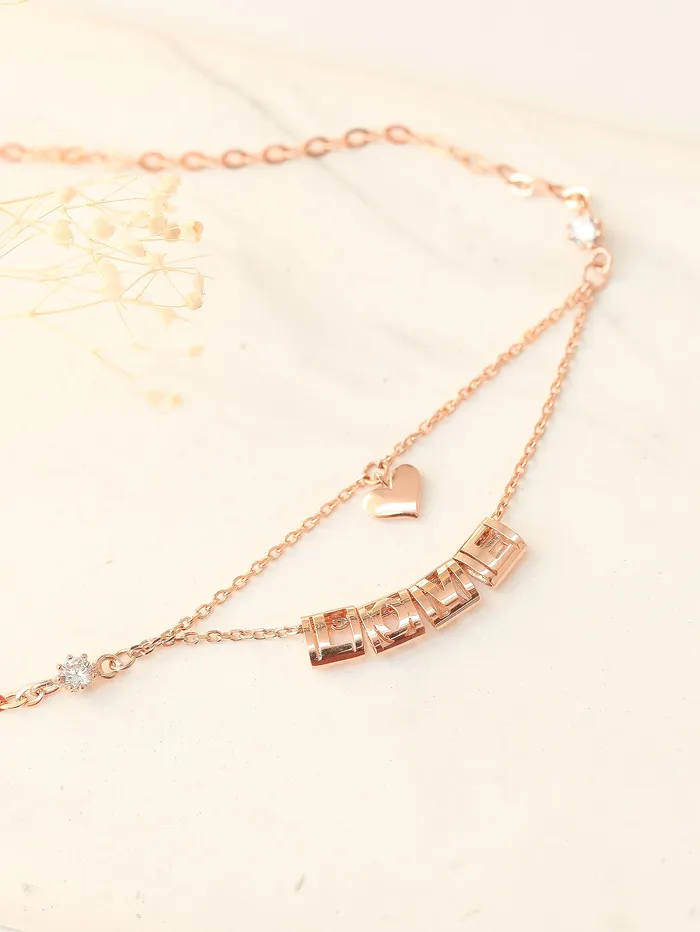 MinimalBijoux 14K 18K Gold Love Heart Chain Anklet PreStyled Sets