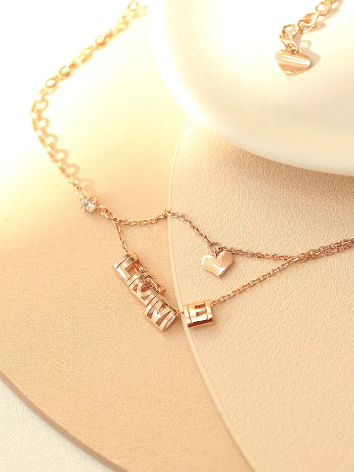 MinimalBijoux 14K 18K Gold Love Heart Chain Anklet PreStyled Sets